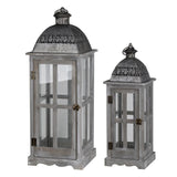 Wooden Candle Lantern Decorative, Hurricane Lantern Holder Decor For Indoor Outdoor, Home Garden Wedding - Gray - Furniture Home Direct
