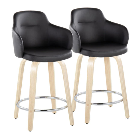 Boyne - Contemporary Fixed Height Counter Stool & Swivel With Round Footrest (Set of 2) - Furniture Home Direct