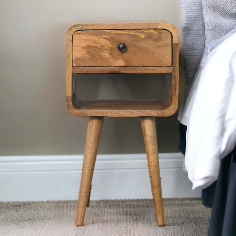 Mini Chestnut Curve Lower Bedside Nifhtstand - Furniture Home Direct