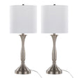 Sawyer - Contemporary Table Lamp (Set of 2) Built In USB Port - Nickel / White - Furniture Home Direct