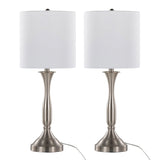 Sawyer - Contemporary Table Lamp (Set of 2) Built In USB Port - Nickel / White - Furniture Home Direct