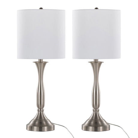 Sawyer - Contemporary Table Lamp (Set of 2) Built In USB Port - Nickel / White - Furniture Home Direct