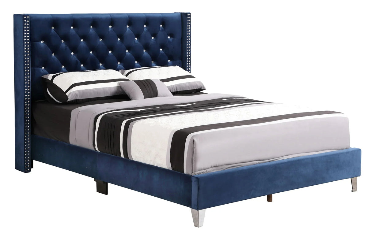 Upholstered Nailhead Trim Chic Bed - Furniture Home Direct