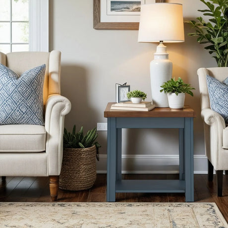Nantucket - Side Table - Blue Denim, Whiskey - Furniture Home Direct