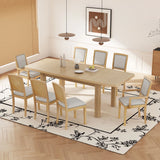 Topmax - Rustic Extendable Dining Table Set With Removable Leaf, 6 Upholstered Armless Dining Chairs And 2 Padded Arm Chairs, 9 Pieces - Furniture Home Direct