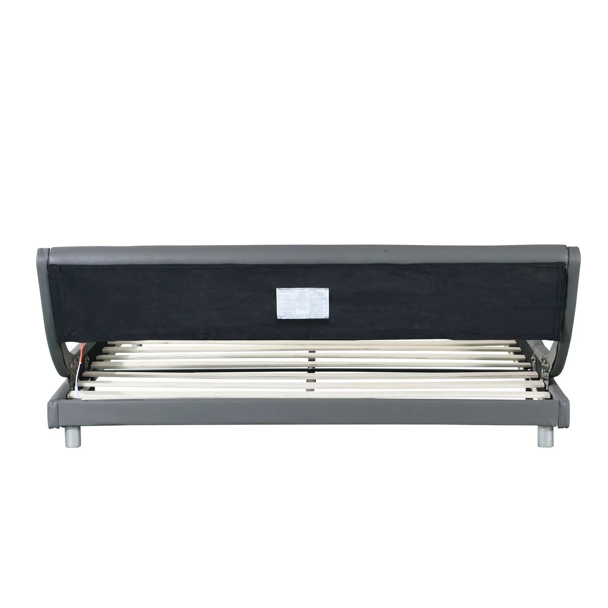 Queen Size Upholstered Platform Bed Frame With LED Lighting, Curve Design, Wood Slat Support, No Box Spring Needed - Gray - Furniture Home Direct