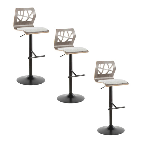 Folia - Mid Century Modern Adjustable Barstool With Swivel With Straight T Footrest (Set of 3) - Furniture Home Direct