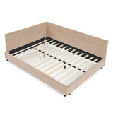 Mid-Century Storage Upholstered Tufted Bed Frame With Backrest And Armrests - Furniture Home Direct