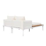 Outdoor Chaise Lounge Modern Cushions Wood Tray Beige - Furniture Home Direct