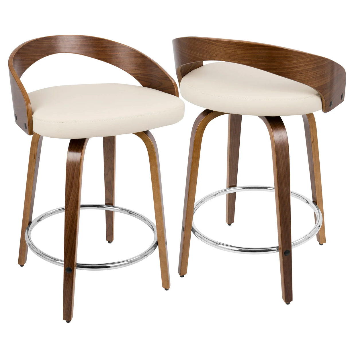 Grotto - Mid-Century Modern, Counter Stool With Swivel (Set of 2) - Furniture Home Direct