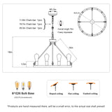6 Light (No Bulbs) Wagon Wheel Chandelier Farmhouse Modern Small Round Chandelier For Living Room Kitchen Island Foyer Hallway Entryway Bedroom Dining Room Light Fixture Ceiling Hanging - Matte Black - Furniture Home Direct