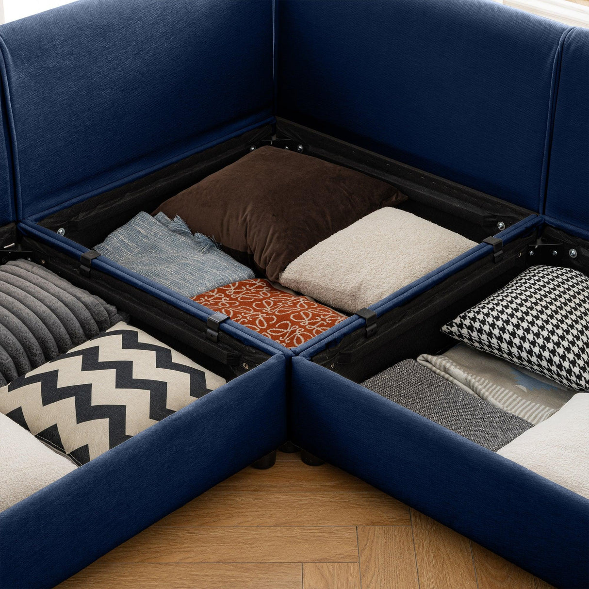 Sectional Sofa With Chaise And Hidden Storage Blue - Furniture Home Direct