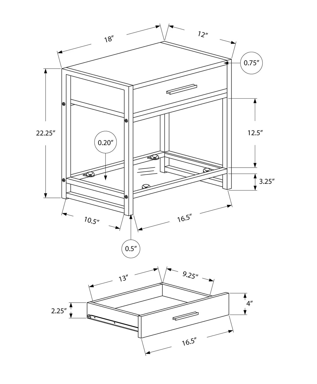 Versatile Accent Side Table, Storage Drawer - Furniture Home Direct
