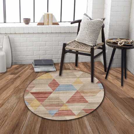Rabbit - Washable Non - Slip Round Rug - Ivory Multi - Furniture Home Direct