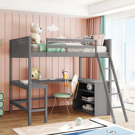 Loft Bed With Shelves With Desk - Furniture Home Direct