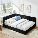 Mid-Century Upholstered Tufted Bed Frame With Backrest And Armrests - Furniture Home Direct