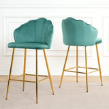 Elegant Shell Shape Velvet Bar Chair (Set of 2) - Furniture Home Direct