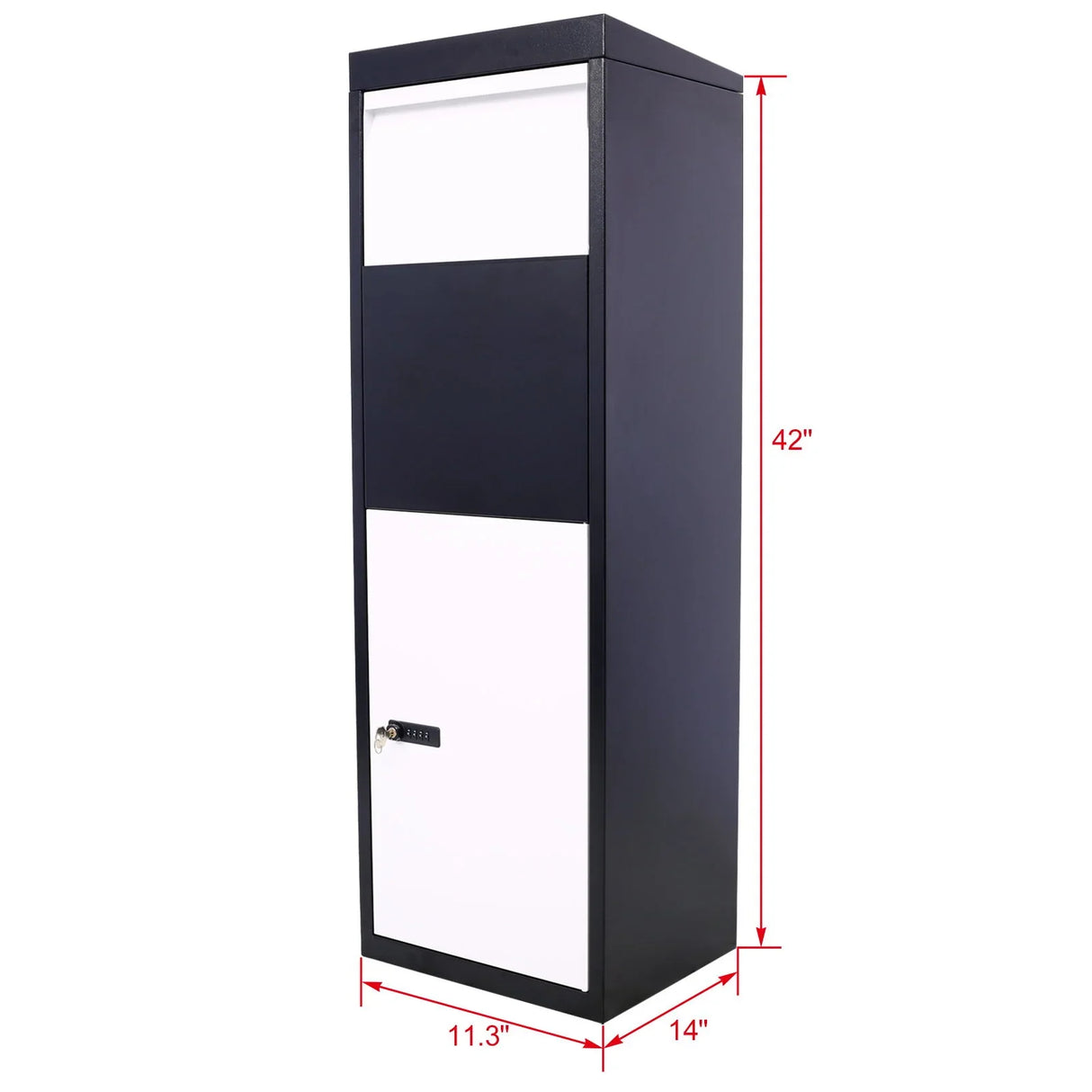 Package Delivery Box, Galvanized Steel Parcel Mailbox With Code Lock & Mounting Hardware, For Outdoor Porch, Curbside - White / Black - Furniture Home Direct