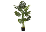 55" Tall, Artificial Plant, Monstera Tree, Indoor, Faux, Fake, Floor, Greenery, Potted, Real Touch, Decorative - Green / Black - Furniture Home Direct