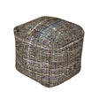 Koki - Handcrafted Fabric Pouf Recycled Denim And Paper Chindi - Khaki - Furniture Home Direct