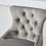 Counter Height Bar Stools Velvet Upholstery Tufted Gray - Furniture Home Direct