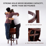 29.5'' Cow Top Leather Wooden Bar Stool, 360 Degree Swivel Bar Height Chair With Backs For Home Kitchen Counter - Furniture Home Direct