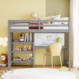 Loft Bed With Shelves, Desk And Writing Board - Furniture Home Direct