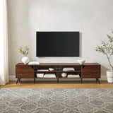 Contemporary 2 Door Minimalist TV Stand For TVs Up To 90" - Dark Walnut - Furniture Home Direct