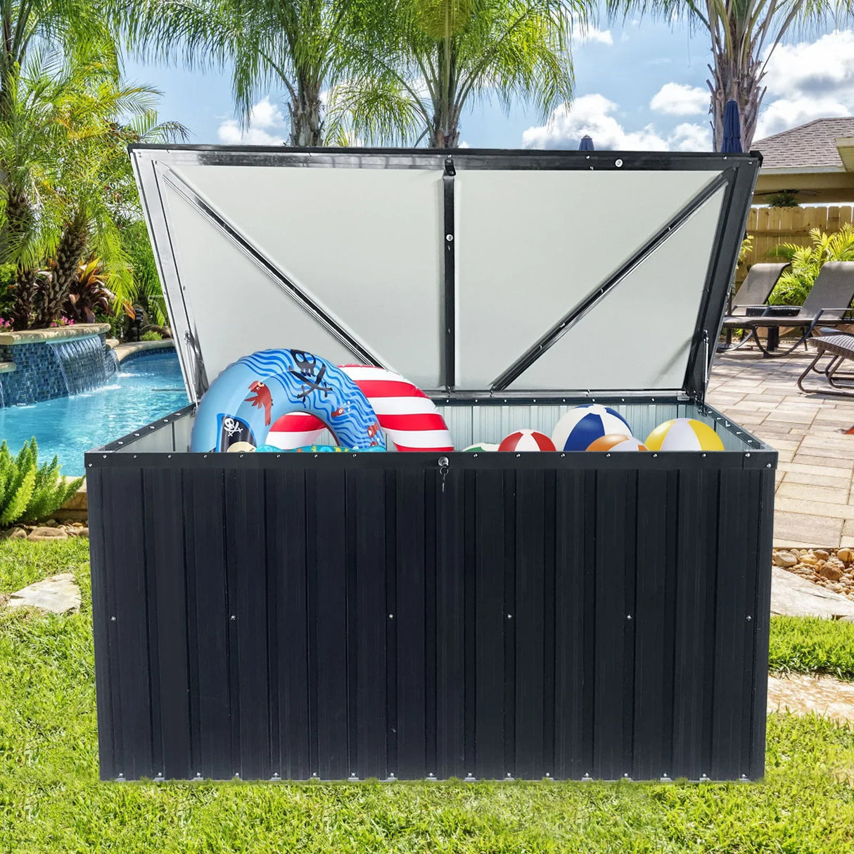 Metal Storage Box Store Large Out Door Use - Black - Furniture Home Direct