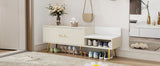 Modern Shoe Storage with Upholstered Cushions - Antique White - Furniture Home Direct