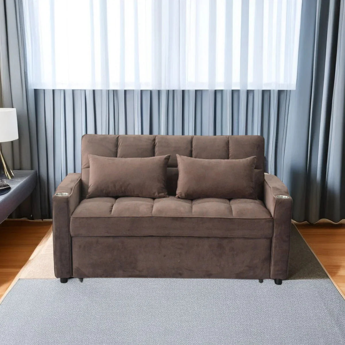 3 In 1 Convertible Sleeper Sofa Bed, Modern Fabric Loveseat Futon Sofa Couch With Pullout Bed, Small Love Seat Lounge Sofa With Reclining Backrest, Furniture For Living Room - Furniture Home Direct