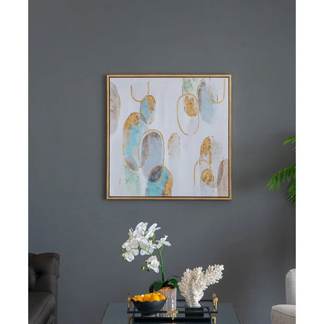 Modern Oil Painting, Square Framed Wall Art For Living Room Dining Room - Multicolor - Furniture Home Direct