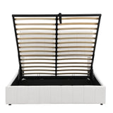 Storage Bed With Hydraulic Lift Platform, Upholstered White - Furniture Home Direct