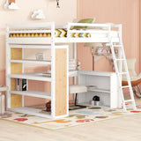 Loft Bed With Ladder, Shelves, And Desk - Furniture Home Direct