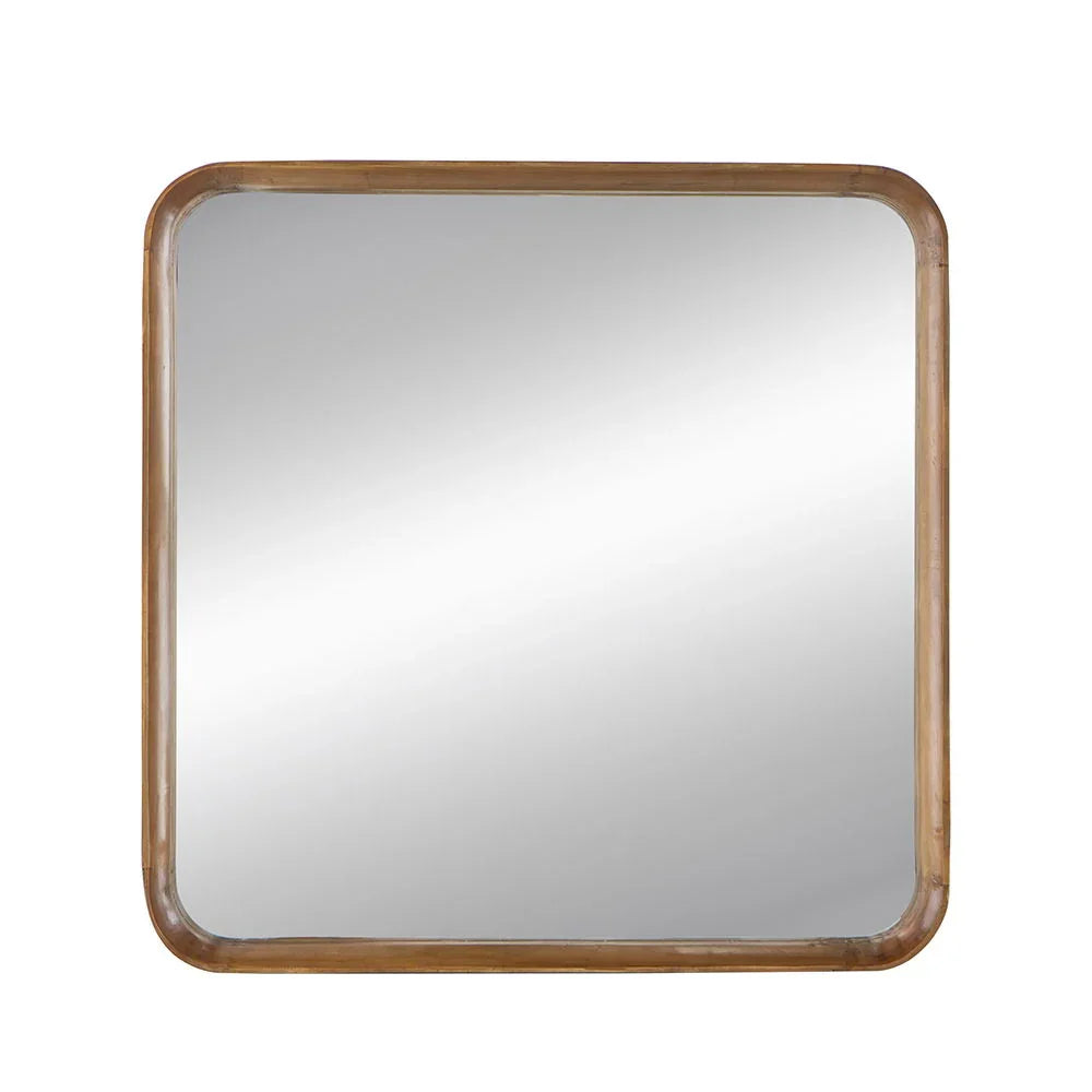 Square Mirror With Wood Frame, Wall Mirror For Living Room Bathroom Entryway - Brown - Furniture Home Direct