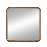 Square Mirror With Wood Frame, Wall Mirror For Living Room Bathroom Entryway - Brown - Furniture Home Direct