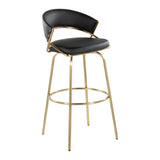 Jie - Fixed Height Contemporary Barstool With Swivel With Round Footrest (Set of 2) - Furniture Home Direct