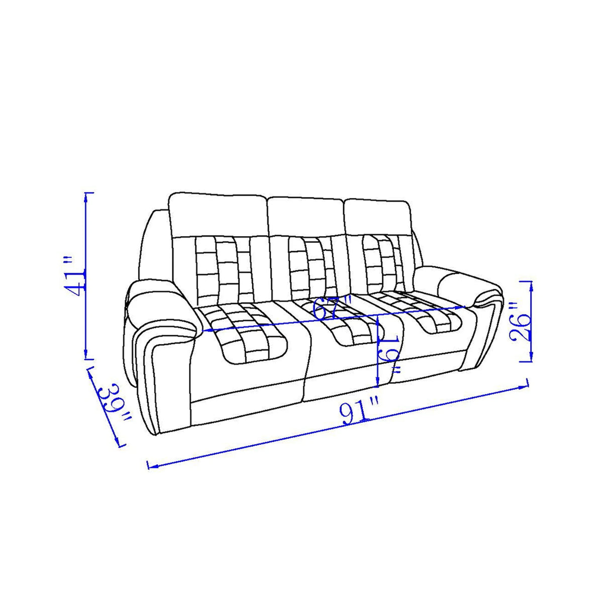 Clark - Blanche / Velvet Power Reclining Sofa With LED - Black - Furniture Home Direct