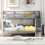 Stairway Bunk Bed With Storage And Guard Rail For Bedroom - Furniture Home Direct
