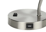 Lighting, Table Lamp, USB Port Included, Nickel Metal, Nickel Shade, Modern - Silver - Furniture Home Direct