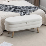 Velvet Fabric Storage Bench With Wood Legs - Furniture Home Direct