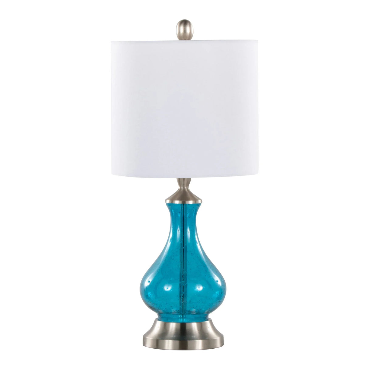 Jasmine - Contemporary Lamp - Clear Sapphire Blue Seeded / Nickel / White - Furniture Home Direct