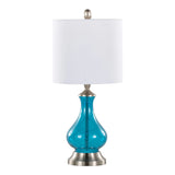 Jasmine - Contemporary Lamp - Clear Sapphire Blue Seeded / Nickel / White - Furniture Home Direct
