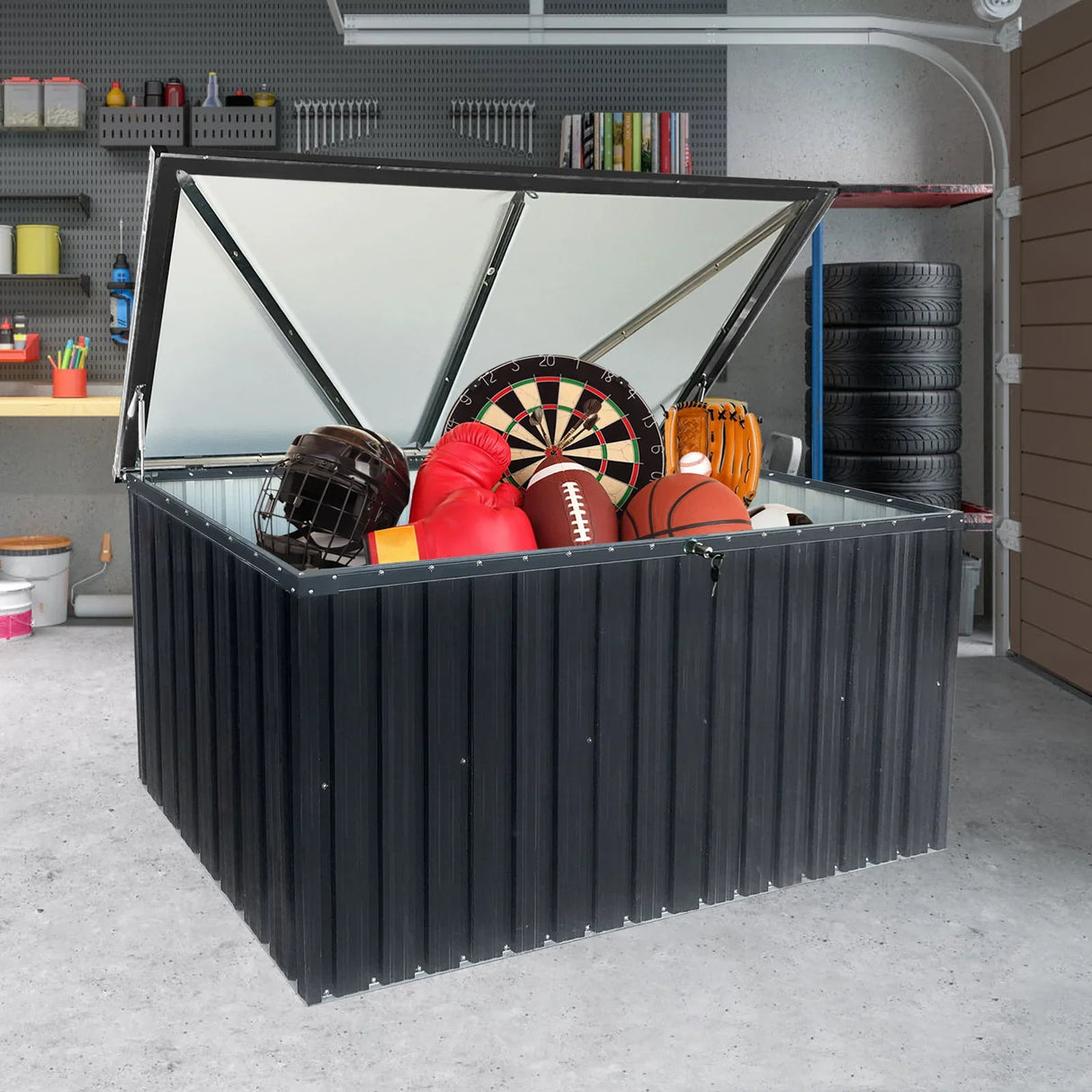 Metal Storage Box Store Large Out Door Use - Black - Furniture Home Direct