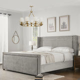 Elle - Wingback Upholstered King Bed - Silver Gray - Furniture Home Direct