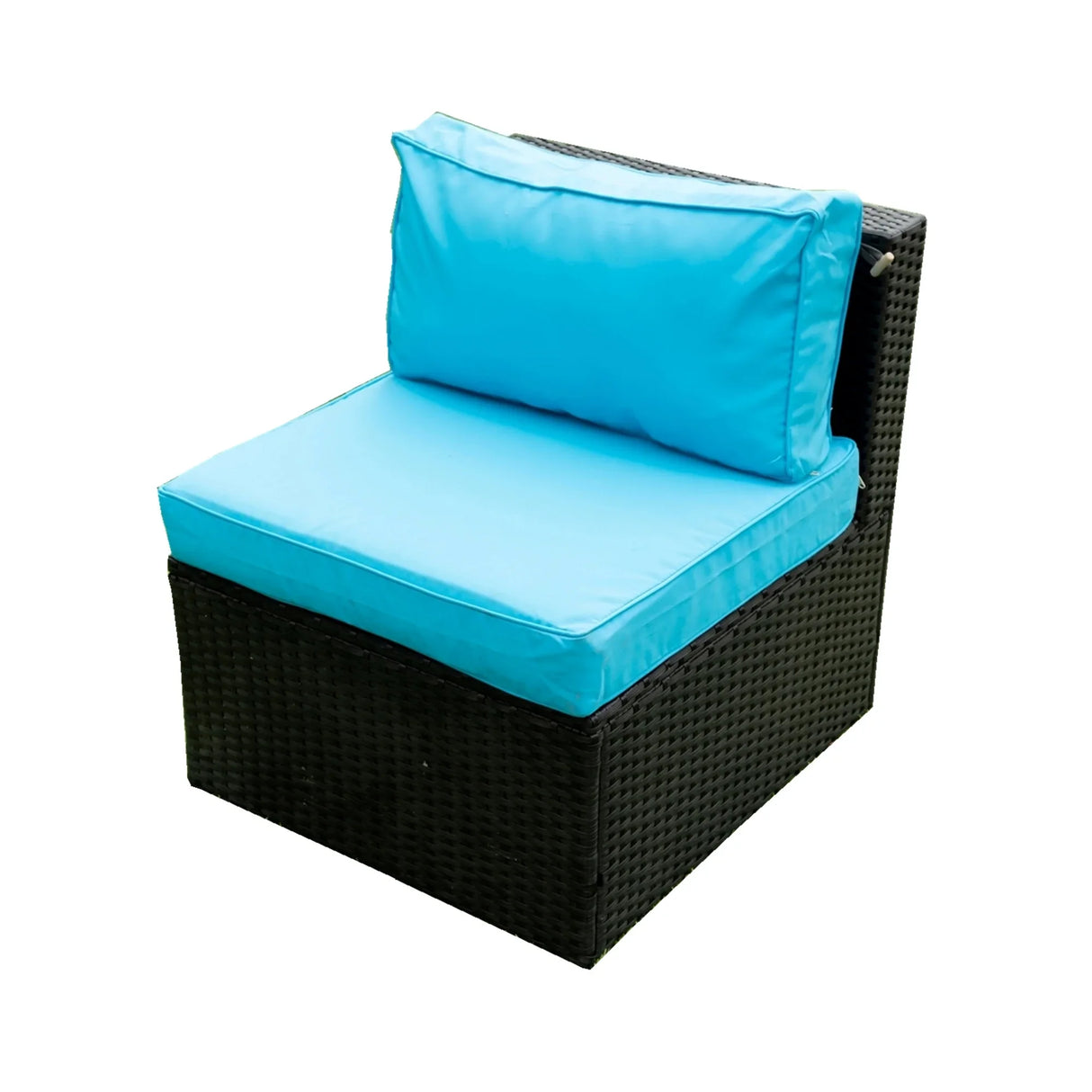 Outdoor Sectional Set With Blue Cushions - Furniture Home Direct