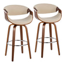 Curvini Mid - Century Modern Fixed Height Barstool With Swivel (Set of 2) - Furniture Home Direct