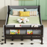 Bed With Headboard, Footboard, Safeguards, Built-In Bed-End Book Storage Rack - Furniture Home Direct