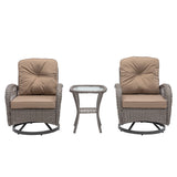 3 Piece Patio Conversation Set With Glass Coffee Table - Khaki - Furniture Home Direct