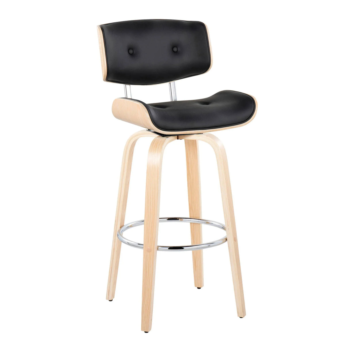Lombardi - Mid Century Modern Fixed Height Barstool With Swivel With Round Footrest (Set of 2) - Furniture Home Direct